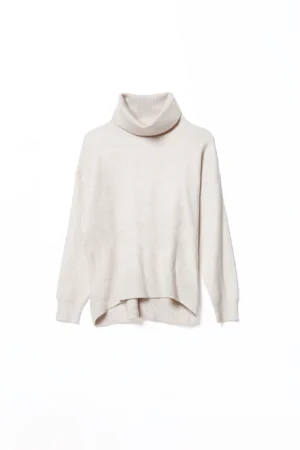 MAGLIA a collo alto con orli a costine e manica ampia
