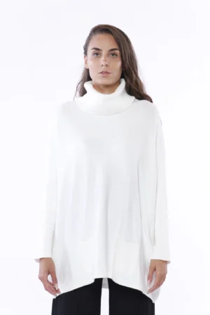 ABITO MAGLIA dolcevita con bordi laterali e orli a costine con graziose taschine sul davanti