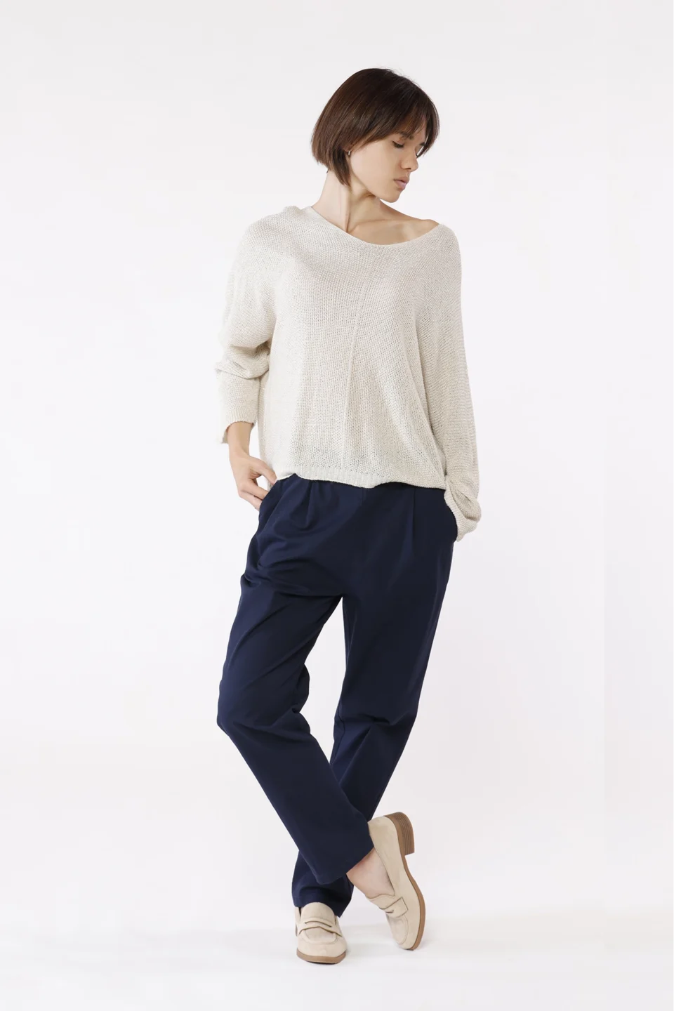 MAGLIA casual con scollo a barca e orli a costine ONEWORLD HYBRID