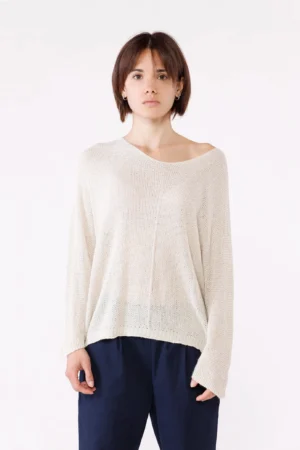 MAGLIA casual con scollo a barca e orli a costine