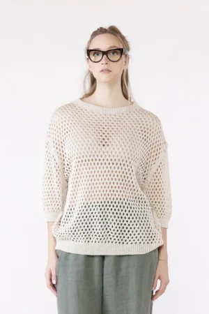 MAGLIA Traforata con scollo a giro e manica a tre quarti