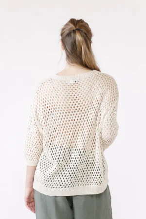 MAGLIA Traforata con scollo a giro e manica a tre quarti