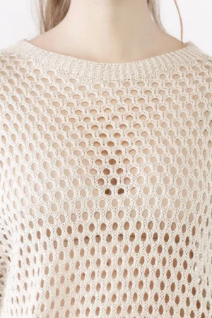 MAGLIA Traforata con scollo a giro e manica a tre quarti