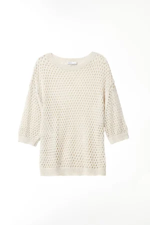 MAGLIA Traforata con scollo a giro e manica a tre quarti