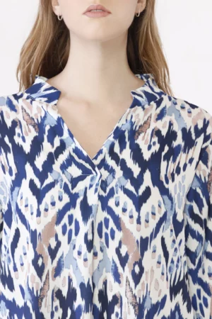 BLUSA con colletto alla coreana aperto sul davanti eleganti bottoncini e manica a kimono