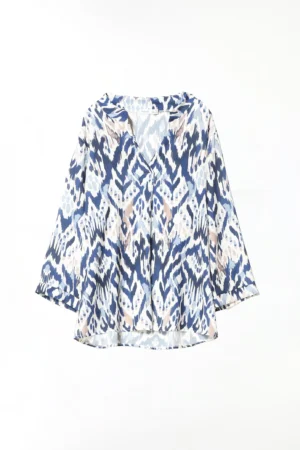 BLUSA con colletto alla coreana aperto sul davanti eleganti bottoncini e manica a kimono