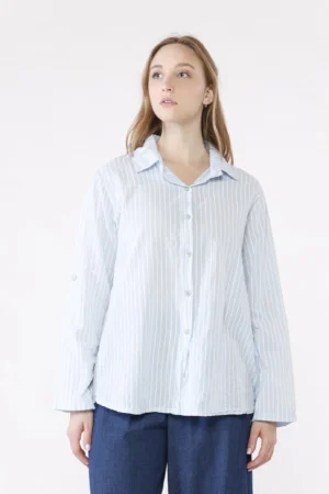 CAMICIA business woman a righe con colletto alla francese