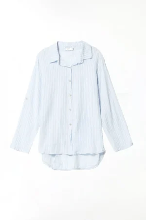 CAMICIA business woman a righe con colletto alla francese