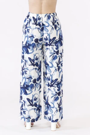 PANTALONE wide leg a fantasia astratta con elastico di chiusura
