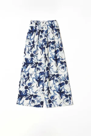 PANTALONE wide leg a fantasia astratta con elastico di chiusura