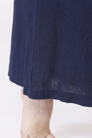 PANTALONE wide leg in cotone e lino con laccetto elastico di chiusura in vita