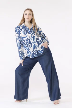 PANTALONE wide leg in viscosa con laccetto elastico di chiusura in vita ONEWORLD HYBRID