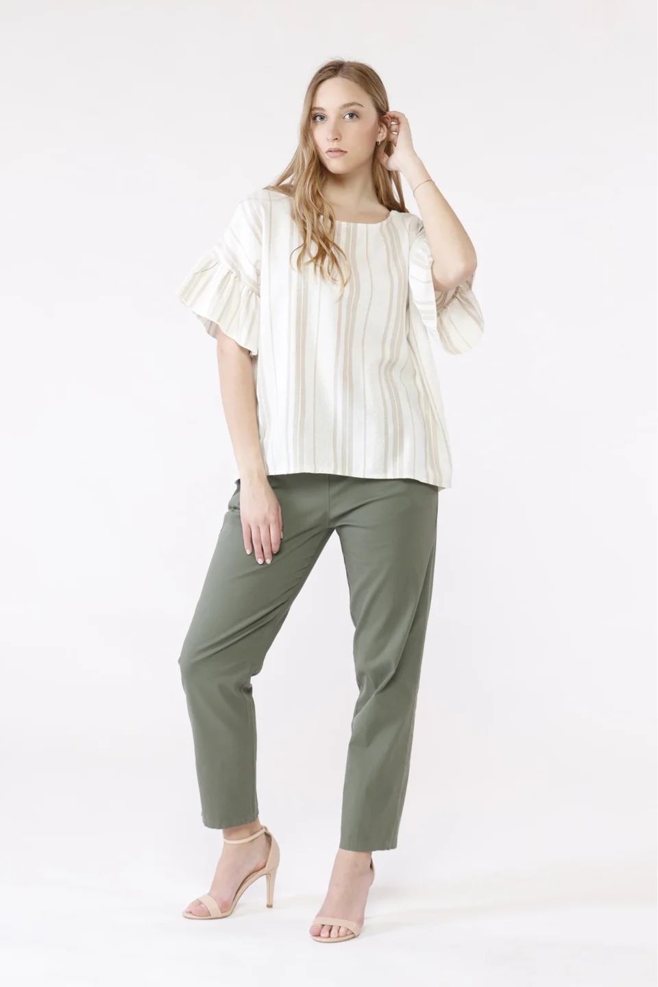 BLUSA ampia con maniche a sbuffo e scollo a barchetta ONEWORLD HYBRID