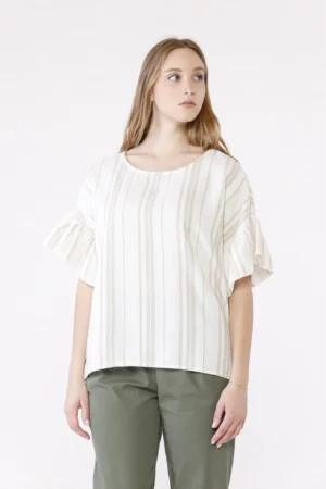 BLUSA ampia con maniche a sbuffo e scollo a barchetta