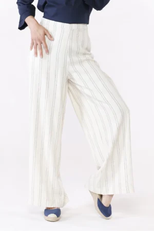 PANTALONE comodo wide leg rigato con tasche laterali