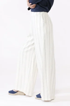 PANTALONE comodo wide leg rigato con tasche laterali
