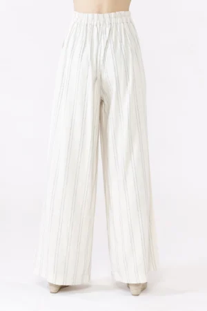 PANTALONE comodo wide leg rigato con tasche laterali