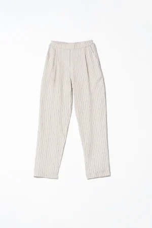 PANTALONE rigato con risvolti alle caviglie di tendenza ed elastico di chiusura in vita