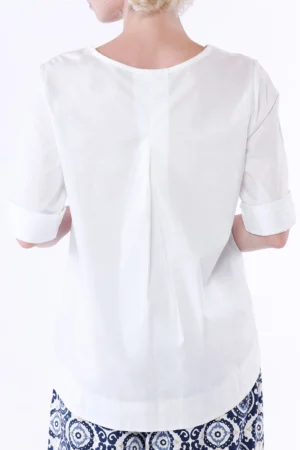 BLUSA in fresco cotone ampia con scollo a giro e maniche a kimoono