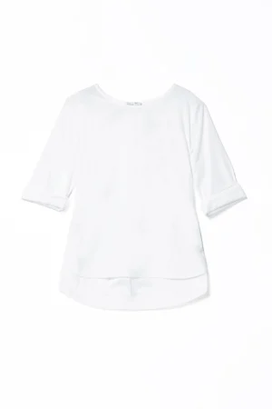 BLUSA in fresco cotone ampia con scollo a giro e maniche a kimoono