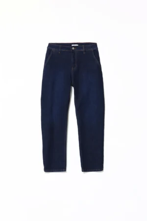 PANTALONE Jeans con spacchetti laterali sul fondo e chiusura a bottone