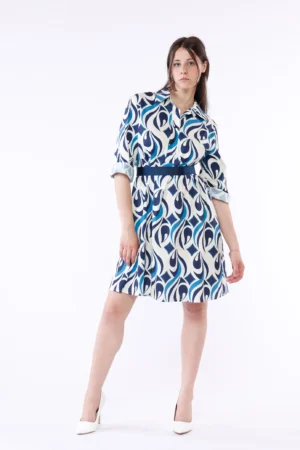 ABITO chemisier a fantasia astratta con maniche a tre quarti ONEWORLD HYBRID