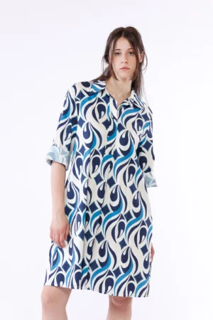 ABITO chemisier a fantasia astratta con maniche a tre quarti