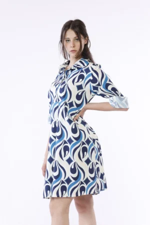 ABITO chemisier a fantasia astratta con maniche a tre quarti