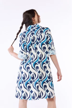 ABITO chemisier a fantasia astratta con maniche a tre quarti