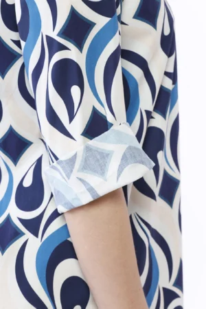 ABITO chemisier a fantasia astratta con maniche a tre quarti