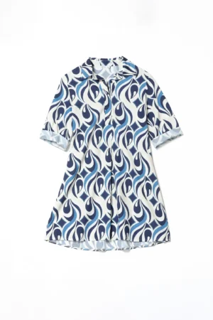 ABITO chemisier a fantasia astratta con maniche a tre quarti