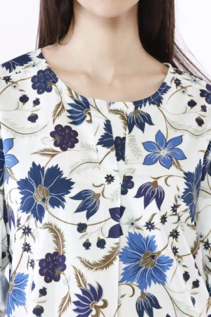 BLUSA fantasia di fiori ampia con girocollo basso tagliato sul davanti
