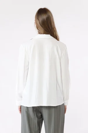 BLUSA ampia a manica lunga risvoltabile con colletto alla francese aperto a V sul davanti