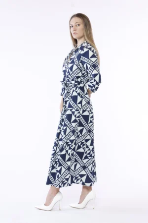 ABITO chemisier a fantasia geometrica con elegante nastro in vita