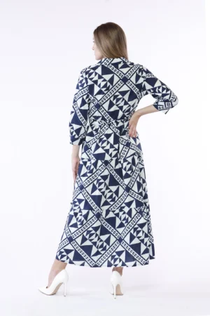 ABITO chemisier a fantasia geometrica con elegante nastro in vita