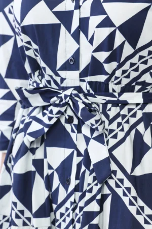 ABITO chemisier a fantasia geometrica con elegante nastro in vita