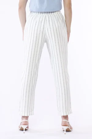 PANTALONE a righe con risvolti alle caviglie ed elastico di chiusura in vita