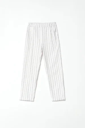 PANTALONE a righe con risvolti alle caviglie ed elastico di chiusura in vita
