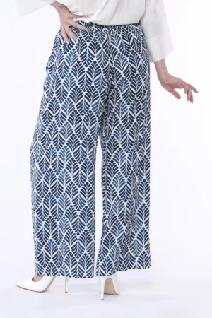 PANTALONE wide leg con stampa foglie vettoriali e chiusura a elastico