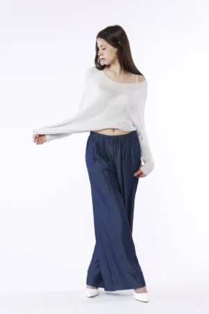 PANTALONE wide leg con orli alti al fondo ed elastico di chiusura arricciato ONEWORLD HYBRID