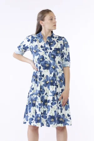 ABITO chemisier con gonna a sbuffo stratificata a fantasia di fiori