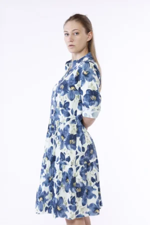 ABITO chemisier con gonna a sbuffo stratificata a fantasia di fiori