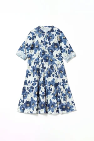 ABITO chemisier con gonna a sbuffo stratificata a fantasia di fiori