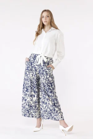 PANTALONE wide leg a fantasia di fiori con elastico in vita ONEWORLD HYBRID