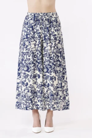 PANTALONE wide leg a fantasia di fiori con elastico in vita