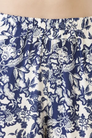 PANTALONE wide leg a fantasia di fiori con elastico in vita