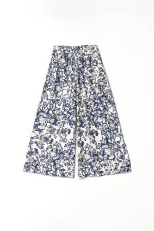 PANTALONE wide leg a fantasia di fiori con elastico in vita