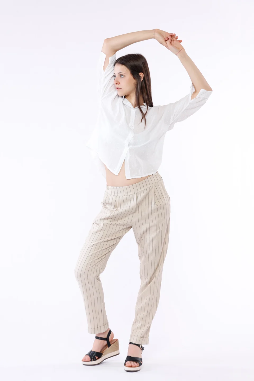 PANTALONE a righe con risvolti alle caviglie e taschine laterali ONEWORLD HYBRID