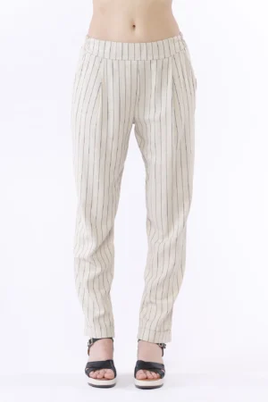 PANTALONE a righe con risvolti alle caviglie e taschine laterali