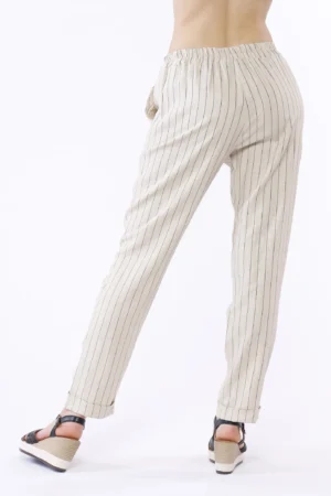 PANTALONE a righe con risvolti alle caviglie e taschine laterali